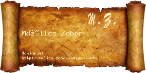 Málics Zobor névjegykártya